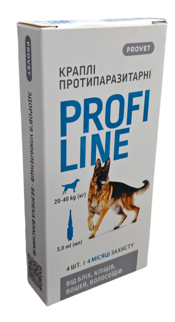 PROFILINE капли для собак 20-40 кг, 4 пип.*3 мл, ProVET